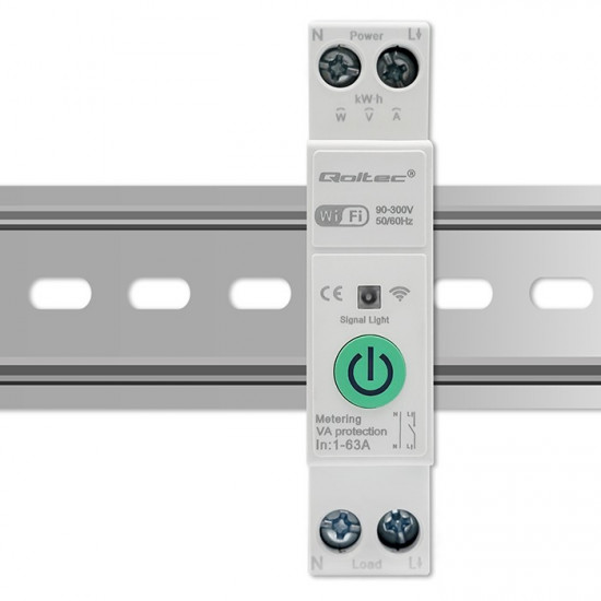 WiFi DIN rail relay with electricity meter 63A