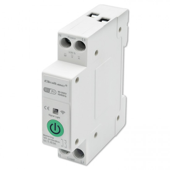 WiFi DIN rail relay with electricity meter 63A