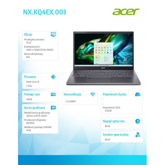 Acer Nitro 5 i5-13420H 15.6 16GB 512GB RTX 205