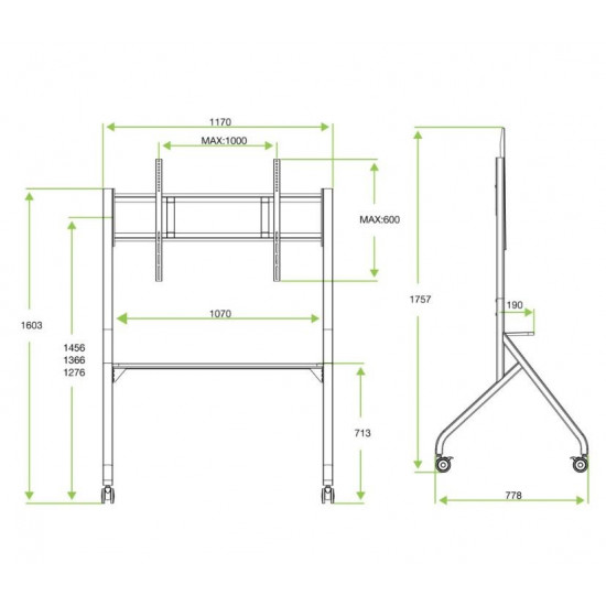 TV mobile holder 56-100inch up to 100kg