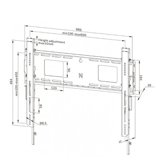 WL30-750BL16 TV Wall Mount 42-86cale 100x100-600x400 125KG