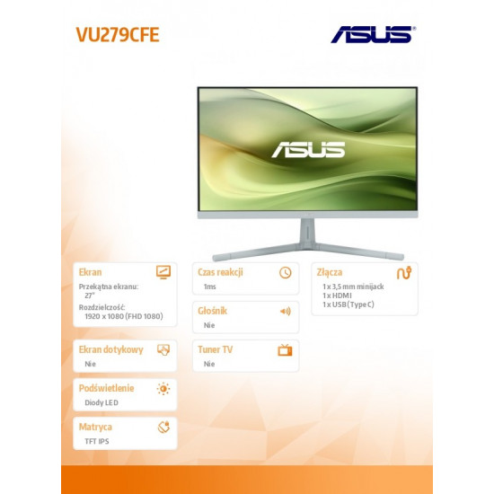 ASUS 27'' VU279CFE-G VU IPS 100Hz HDMI USB-C*15W