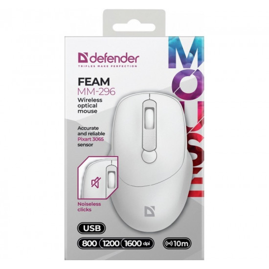 WIRELESS MOUSE SILENT C LICK FEAM WHITE