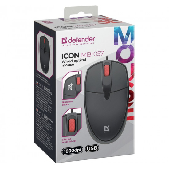 WIRED MOUSE SILENT CLIC K ICON MB-057 BLACK