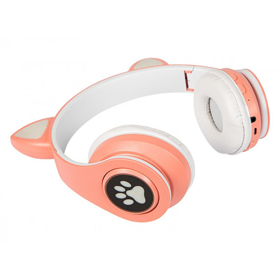 Wireless headset Bluetooth 5.0 LED for kids pink ears