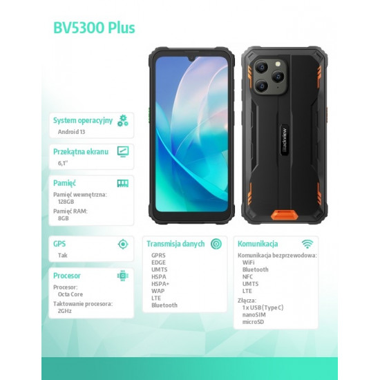 Smartphone BV5300 Plus 8/128GB Orange