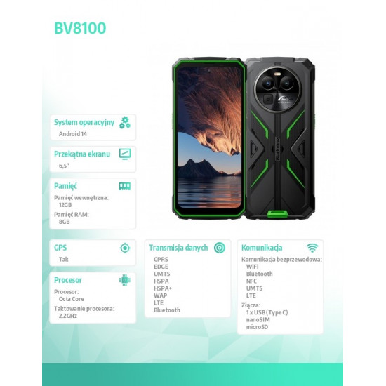 Smartphone BV8100 8/256 GB Green