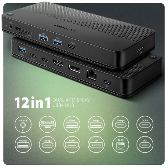 HMC-U4 USB hub 12in1 40Gbps LAN HDMI DP PD