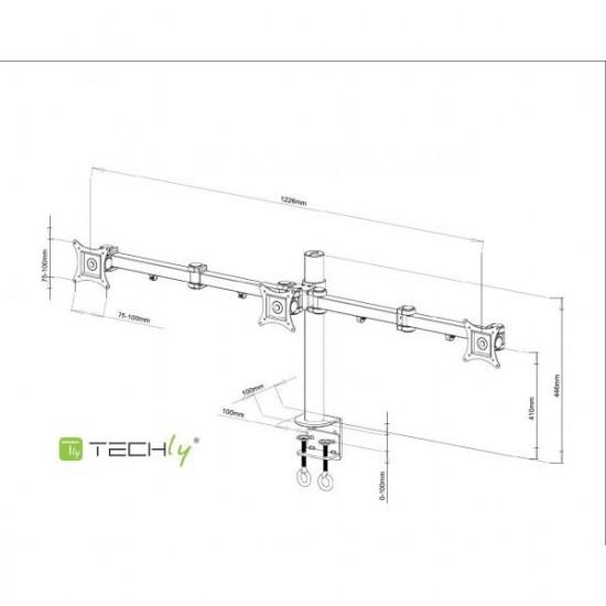 Triple desk LED/LCD monitor arm 13-24inch 3x10kg black