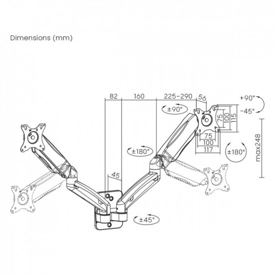 Wall mount for two monitors MC-988