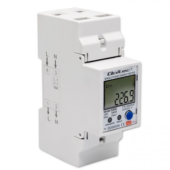 Single phase meter for DIN rail 230V LCD WiFi