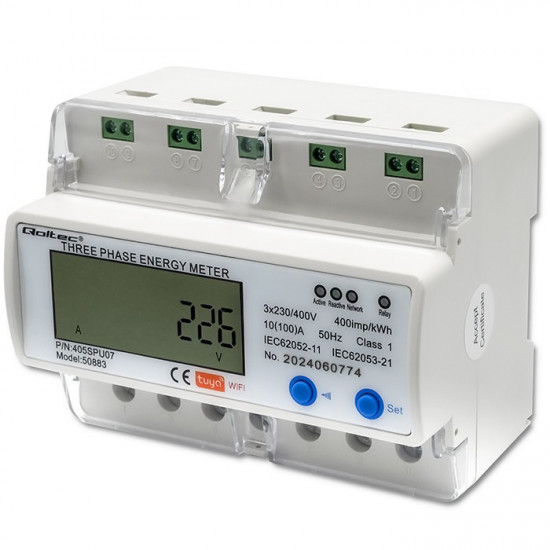 Three phase meter for DIN rail 400V LCD WiFi