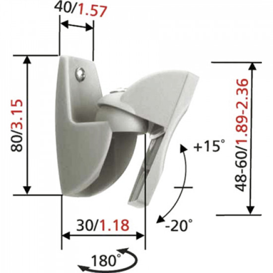 Vogels Loudspeaker Wall mount, VLB500 2 pcs., Turn, Tilt, Maximum weight (capacity) 5 kg, Black