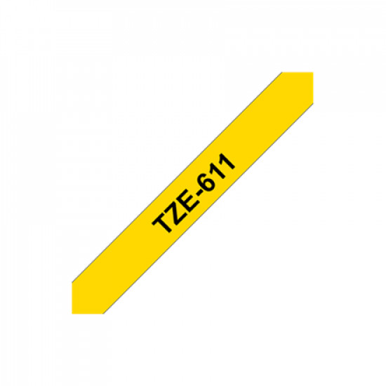 Brother | TZe-611 Laminated Tape | Black on Yellow | TZe | 8 m | 6 cm