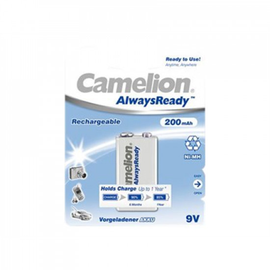 Camelion 9V/6HR61, 200 mAh, AlwaysReady Rechargeable Batteries Ni-MH, 1 pc(s)