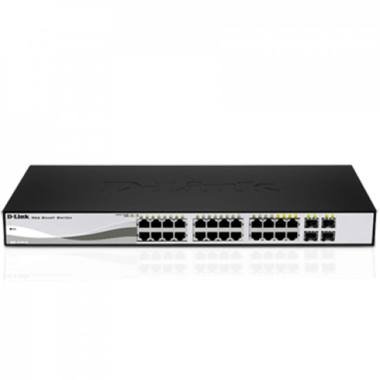 D-LINK DGS-1210-20, Gigabit Smart Switch with 16 10/100/1000Base-T ports and 4 Gigabit MiniGBIC (SFP) ports, 802.3x Flow Control, 802.3ad Link Aggregation, 802.1Q VLAN, 802.1p Priority Queues, Port mirroring,, Jumbo Frame support, 802.1D STP, ACL, LLDP, C