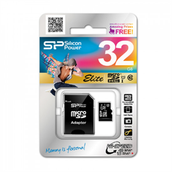 Silicon Power Elite 8GB microSDHC UHS-I 8 GB, Micro SDHC, Flash memory class Class 10, SD