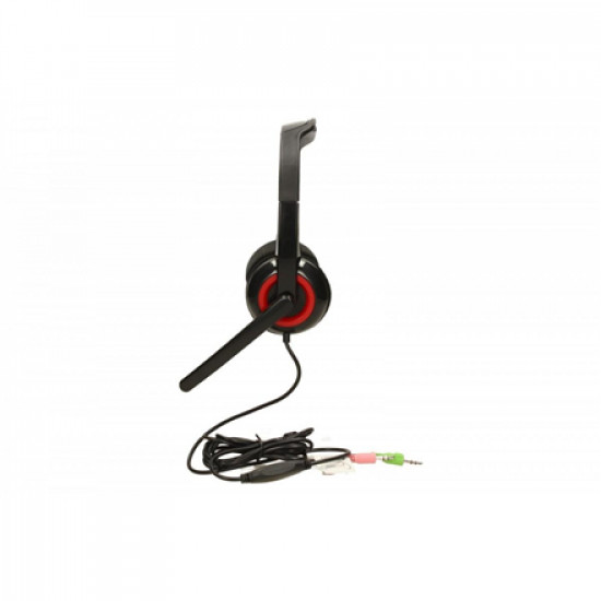 Gembird MHS-002 Stereo headset 3.5 mm, Black/Red, Built-in microphone