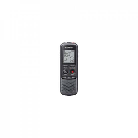 Sony ICD-PX240 Black, Grey, MP3 playback, LCD Display, MAX. RECORDING TIME MP3 8KBPS (MONAURAL)1043 Hrs 0 MinMAX. RECORDING TIME MP3 48KBPS (MONAURAL)173 Hrs 0 MinMAX. RECORDING TIME MP3 128KBPS65 Hrs 10 MinMAX. RECORDING TIME MP3 192KBPS43 Hrs 25 Min min