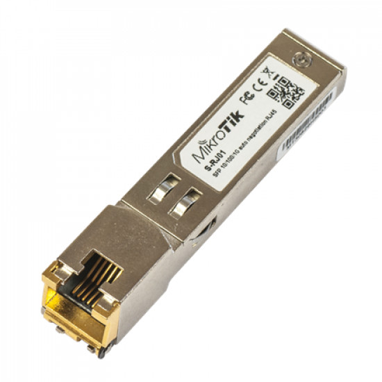 MikroTik S-RJ01 SFP, Copper, RJ-45, 10/100/1000 Mbit/s, Maximum transfer distance 100 m, 0 to +85C