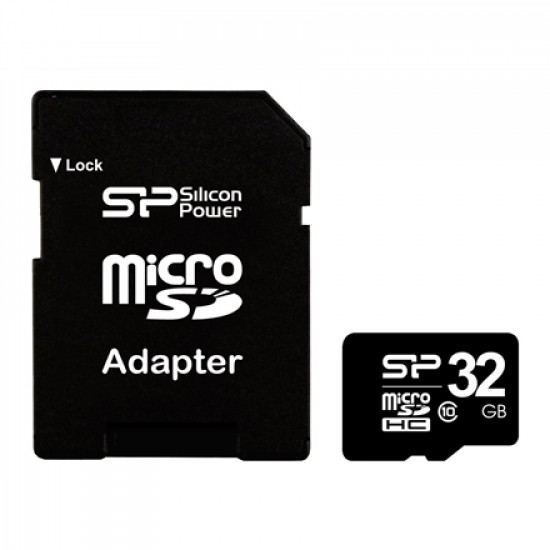 Silicon Power 32 GB, MicroSDHC, Flash memory class 10, SD adapter