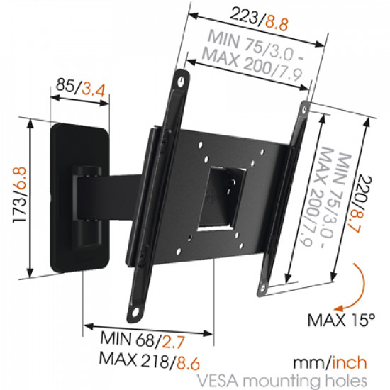 Vogels Wall mount, MA2030-A1, 19-40 