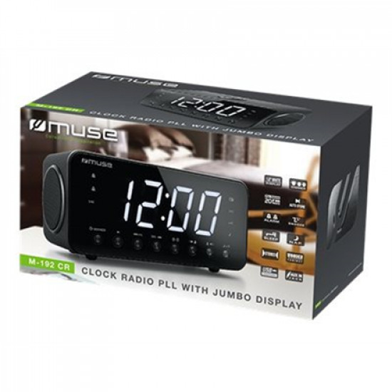 Muse Clock radio M-192CR Black, Display : 1.8 inch white LED with dimmer