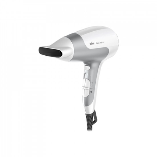 Braun Hair Dryer Satin Hair 5 HD 580 2500 W, Number of temperature settings 3, Ionic function, White/ silver