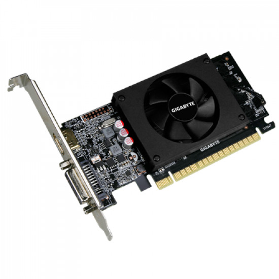 Gigabyte Low Profile NVIDIA, 2 GB, GeForce GT 710, GDDR5, PCI Express 2.0, Cooling type Active, Processor frequency 954 MHz, HDMI ports quantity 1, Memory clock speed 5010 MHz