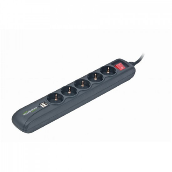 EnerGenie SPG5-U2-5 Power strip with USB charger, 5 sockets, USB 2A, 1.5 m