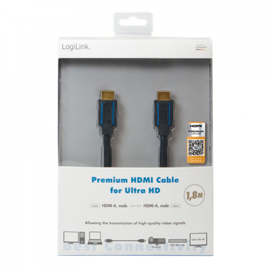 Logilink Premium HDMI Cable for Ultra HD CHB005 HDMI male (type A), HDMI male (type A), 3 m, Black