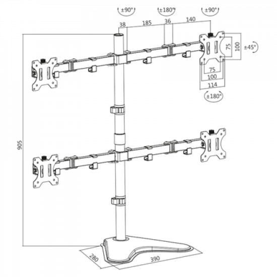 Logilink BP0046 Quad Monitor Desk Stand 13