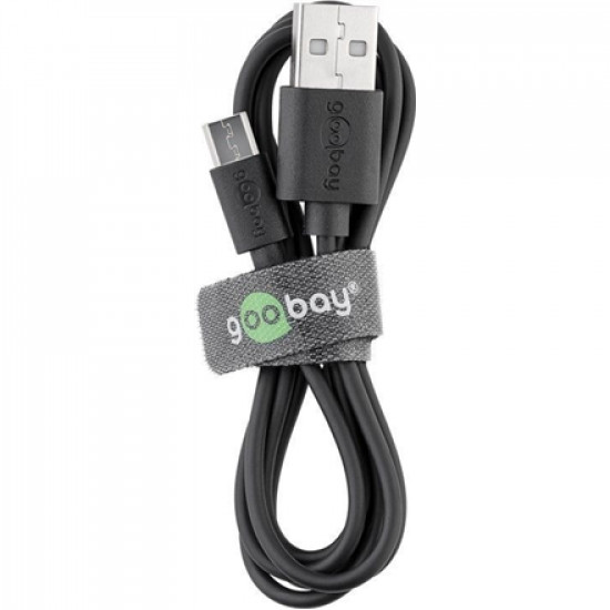 Goobay Micro USB charging and sync cable 46800 Black, USB 2.0 micro male (type B), USB 2.0 male (type A)