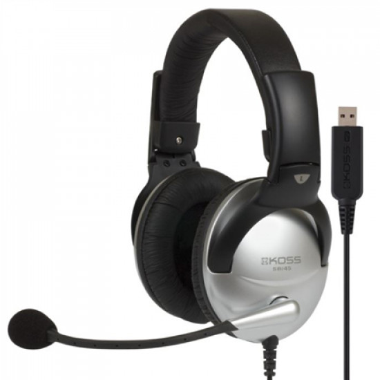 Koss Gaming headphones SB45 USB Wired, On-Ear, Microphone, USB Type-A, Noise canceling, Silver/Black