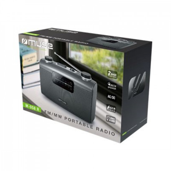 Muse Portable radio M-058R Black, AUX in