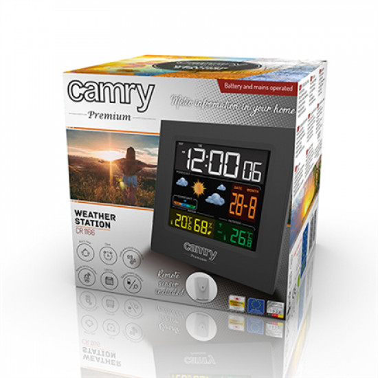 Camry Weather station CR 1166 Black, Date display