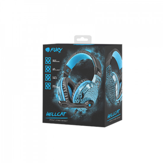 Fury Gaming Headset, Wired, NFU-0863 Hellcat, Black/Blue, Built-in microphone