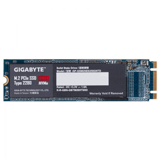 Gigabyte GP-GSM2NE8256GNTD 256 GB, SSD interface M.2 NVME, Write speed 800 MB/s, Read speed 1200 MB/s