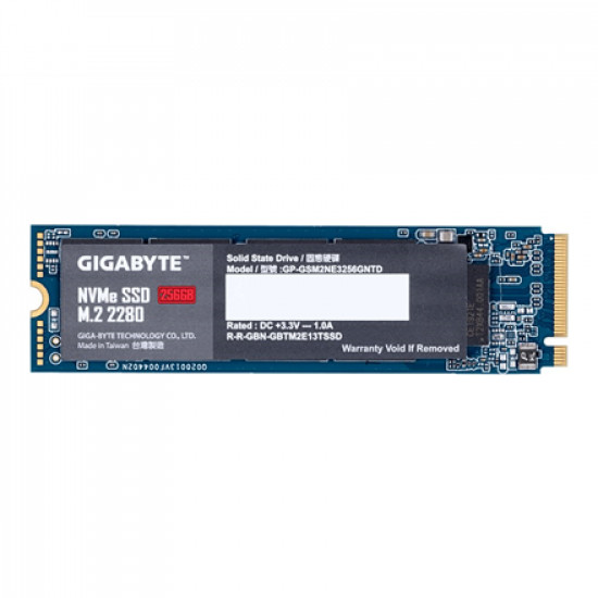 SSD|GIGABYTE|256GB|M.2|PCIE|NVMe|Write speed 1100 MBytes/sec|Read speed 1700 MBytes/sec|2.3mm|TBW 300 TB|MTBF 1500000 hours|GP-GSM2NE3256GNTD