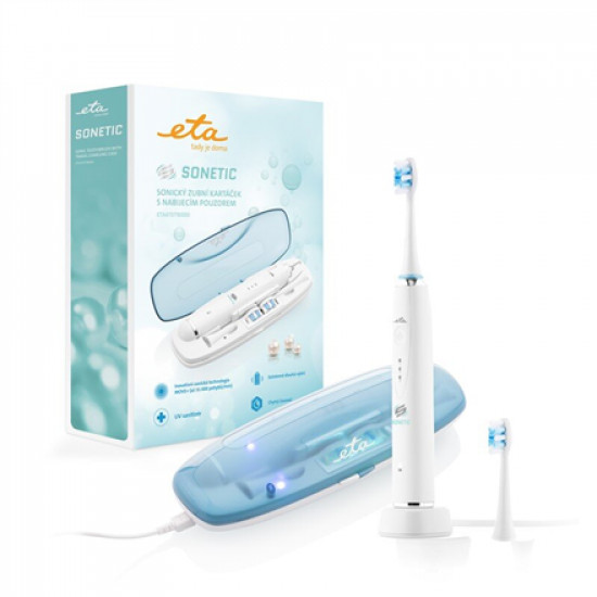 ETA Toothbrush Sonetic Holiday ETA470790000 Rechargeable, For adults, Number of brush heads included 2, Number of teeth brushing modes 3, Sonic technology, White