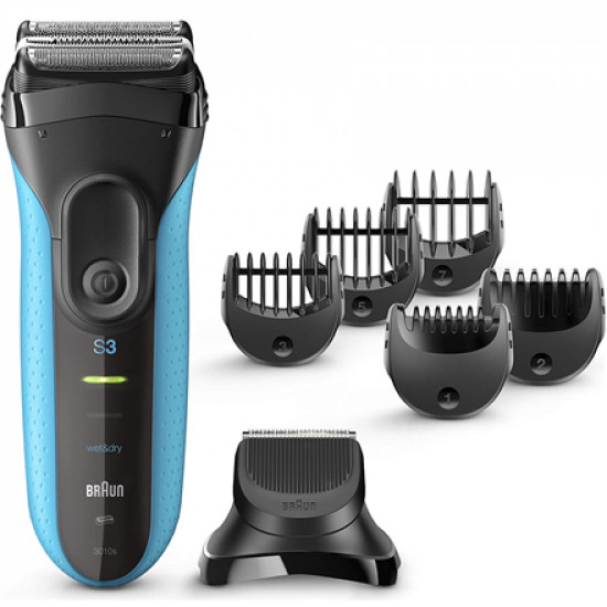 Braun Shaver with trimmer Series 3 Shave&Style 3010BT Cordless, Charging time 1 h, Operating time 45 min, Wet use, NiMH, Number of shaver heads/blades 2, Black/Blue