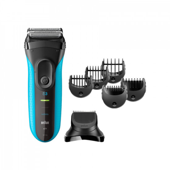 Braun Shaver with trimmer Series 3 Shave&Style 3010BT Cordless, Charging time 1 h, Operating time 45 min, Wet use, NiMH, Number of shaver heads/blades 2, Black/Blue