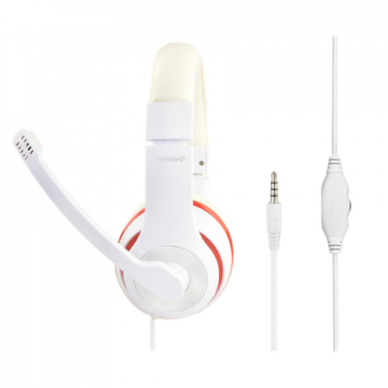 Gembird Stereo Headset MHS 03 WTRD White with Red Ring, Headset