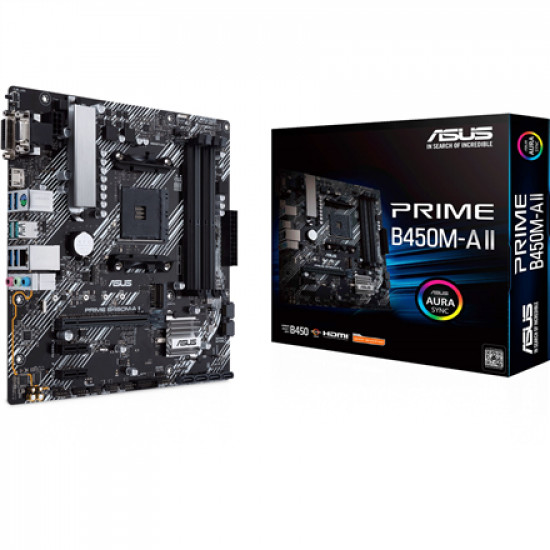 Asus PRIME B450M-A II Memory slots 4, Number of SATA connectors 6 x SATA III, max 128GB, Chipset AMD B, Processor family AMD, Micro ATX, DDR4, Processor socket AM4