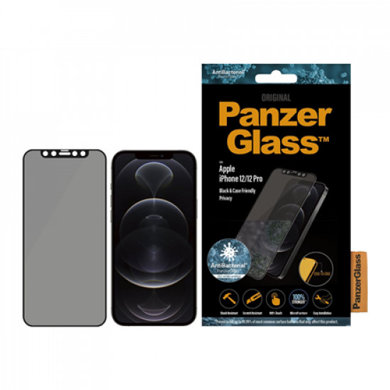 PanzerGlass For iPhone 12/12 Pro, Glass, Black, Privacy glass, 6.1 