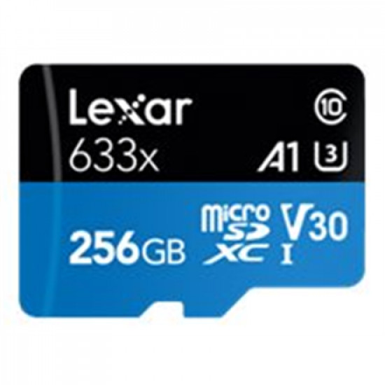 Lexar High-Performance 633x UHS-I micro SDXC, 256 GB, Class 10, U3, V30, A1, 45 MB/s, 100 MB/s