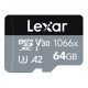 Lexar Professional 1066x UHS-I MicroSDXC, 64 GB, Flash memory class 10, Black/Gray, 120 MB/s, 160 MB/s