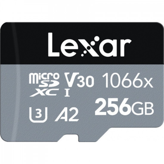 Lexar High-Performance 1066x UHS-I MicroSDXC, 256 GB, Flash memory class 10, Black/Grey, Class: A2 V30 U3, 70 MB/s, 160 MB/s