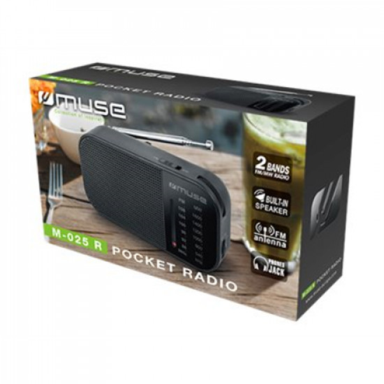 Muse M-025 R, Portable radio, Black