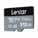 Lexar High-Performance 1066x UHS-I MicroSDXC, 512 GB, Flash memory class 10, Black/Grey, Class: A2 V30 U3, 120 MB/s, 160 MB/s